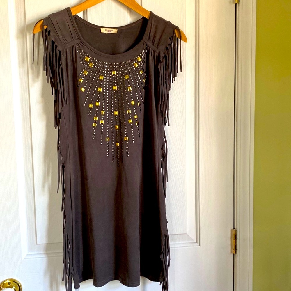 Sleeveless Fringed Tunic